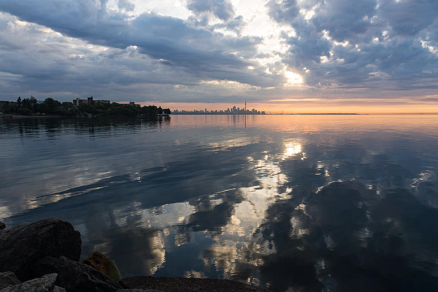 Clouds and Clouds and Toronto Skyline at Sunrise Photograph by Georgia Mizuleva