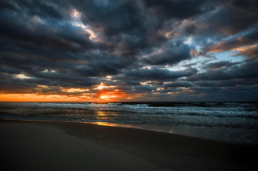 Clouds and Surf at the Beach Photograph by Michael Thomas