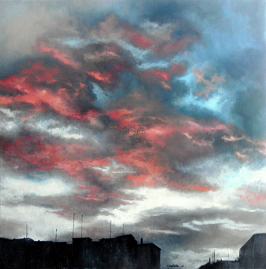 Clouds at dawn south wind Painting by Tomas Castano