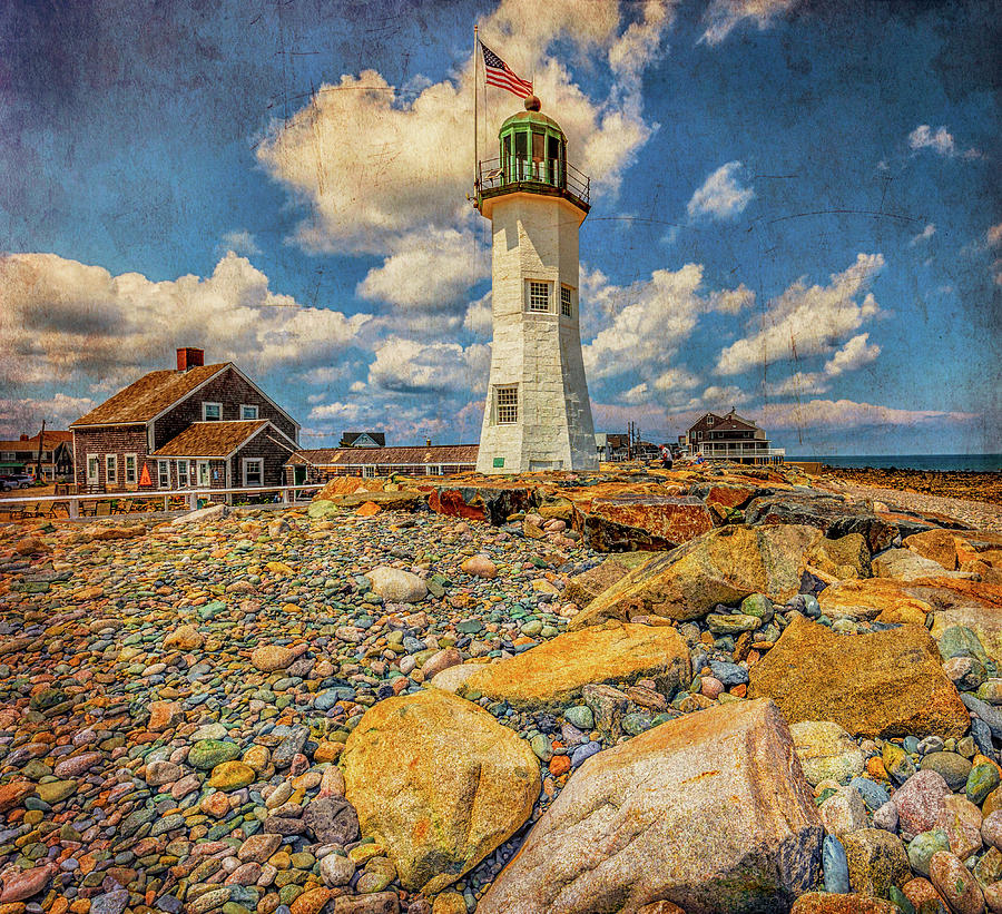 Clouds At Scituate Lighthouse With Texture Photograph by Brian MacLean
