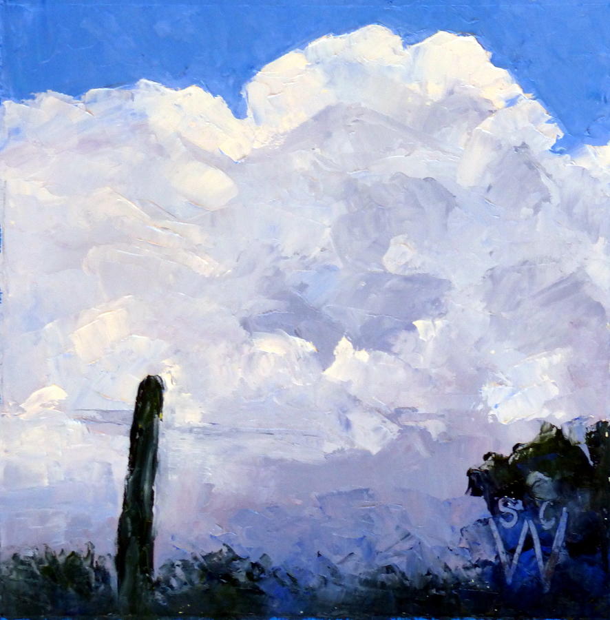 Clouds Building Painting by Susan Woodward