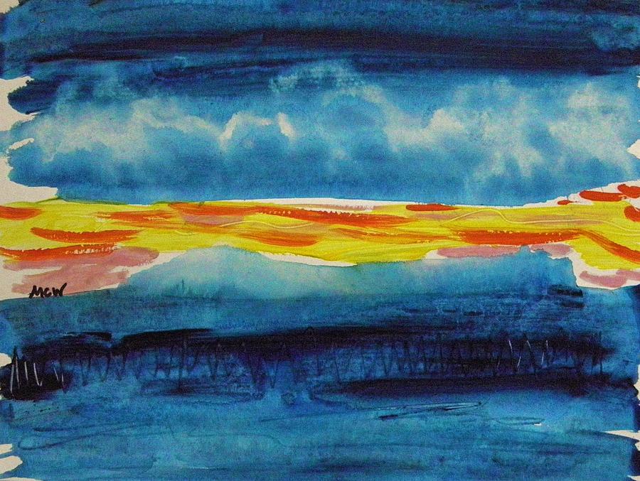 Clouds in Deep Blue Sky Painting by Mary Carol Williams