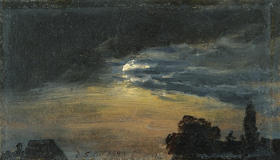 Clouds in Moonlight Painting by Johan Christian Dahl