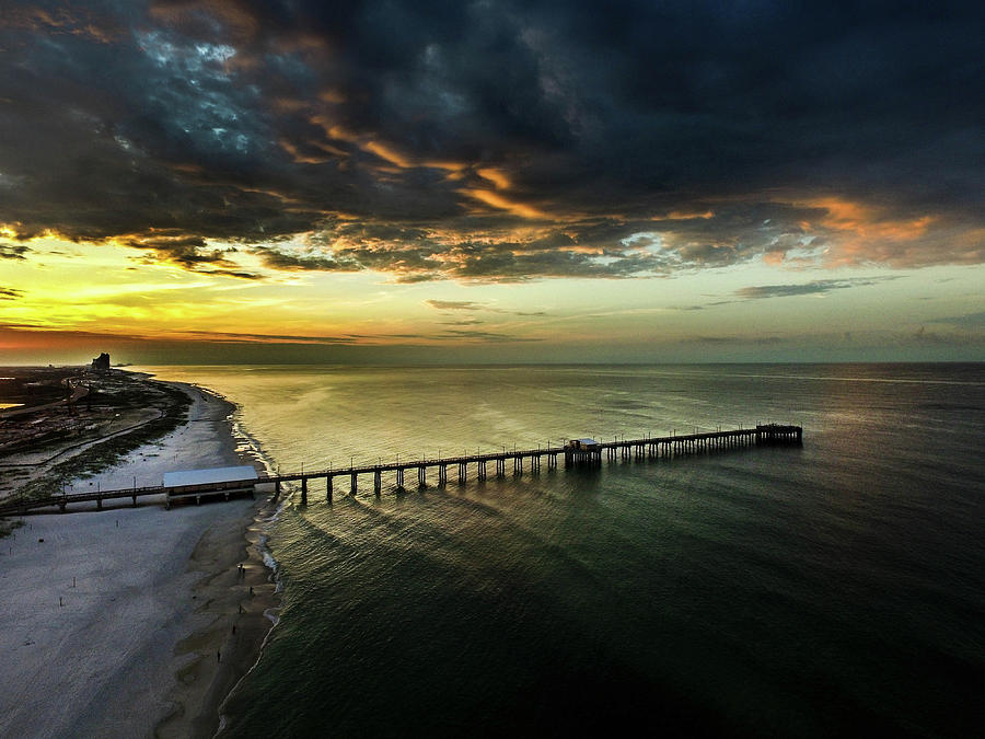 Clouds Moving in Over Gulf State Pier Photograph by Michael Thomas