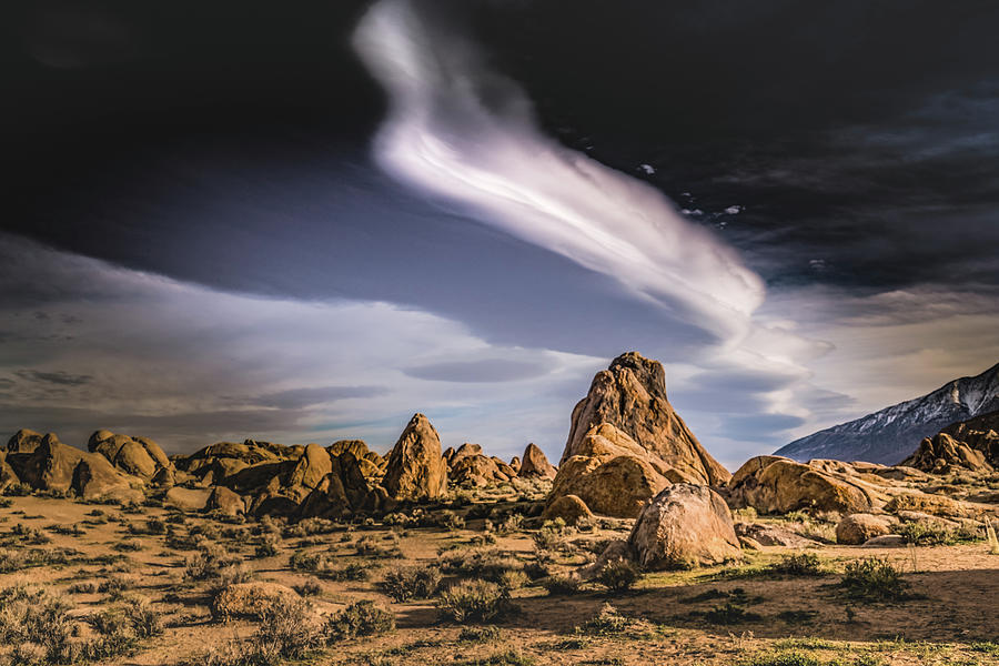 Clouds over Alabama Hills Photograph by Janis Knight