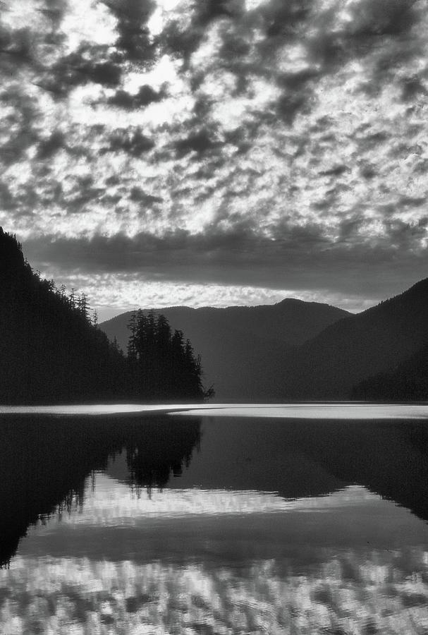 Clouds Over And On The Lake BW  Photograph by Lyle Crump