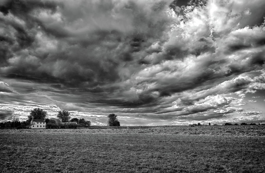 Black And White Photograph - Clouds Over Lancaster by Eleanor Bortnick