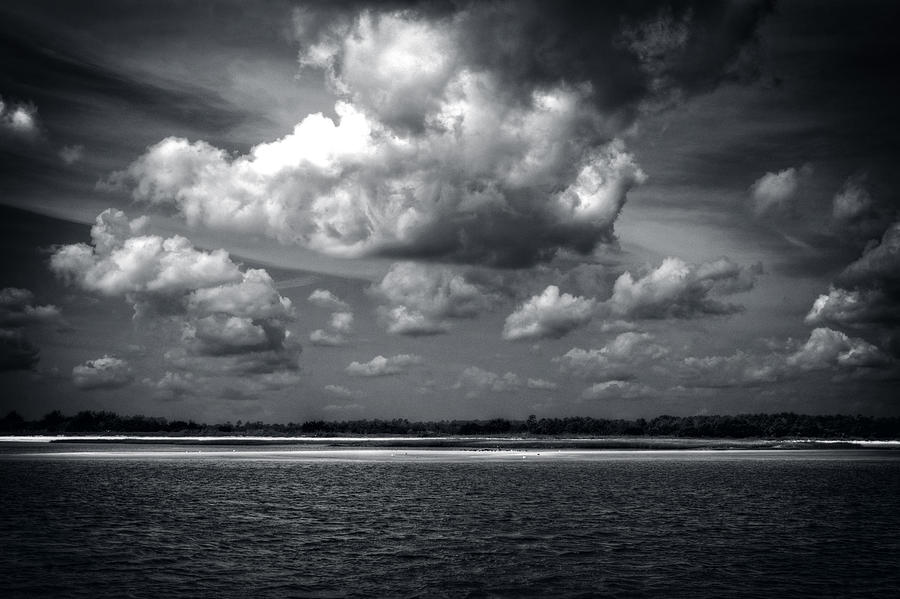 Clouds Over Masonboro Island in Black and White Photograph by Greg and Chrystal Mimbs