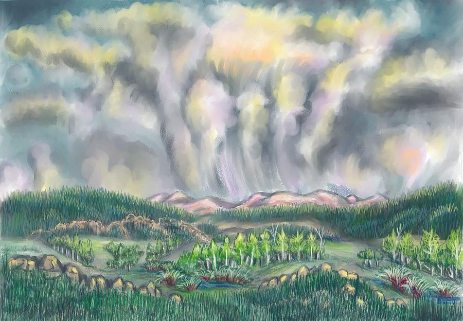 Nature Drawing - Clouds Over Medicine Bow Peak by Dawn Senior-Trask