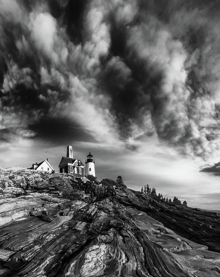 Black And White Photograph - Clouds Over Pemaquid Lighthouse by Darren White