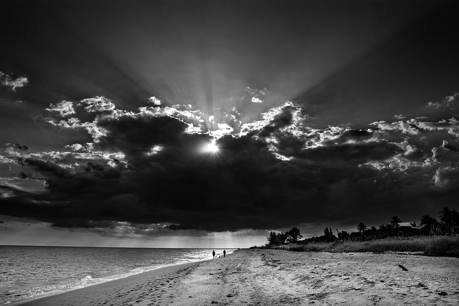 Clouds Over Sanibel Island Florida In Black And White Photograph by Greg and Chrystal Mimbs