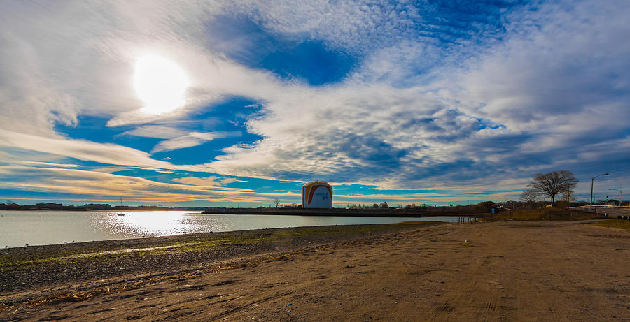 Clouds over the Rainbow Swash Gas Tank in Boston Massachusetts 2 Photograph by Brian MacLean