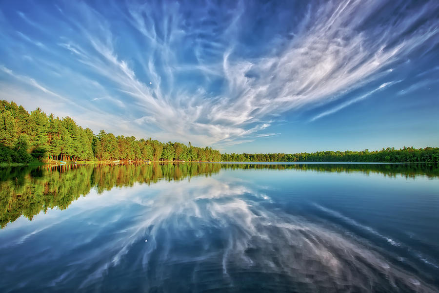 Clouds Reflecting in Paradise Lake - Eagle River - Wisconsin Photograph by Jennifer Rondinelli Reilly - Fine Art Photography