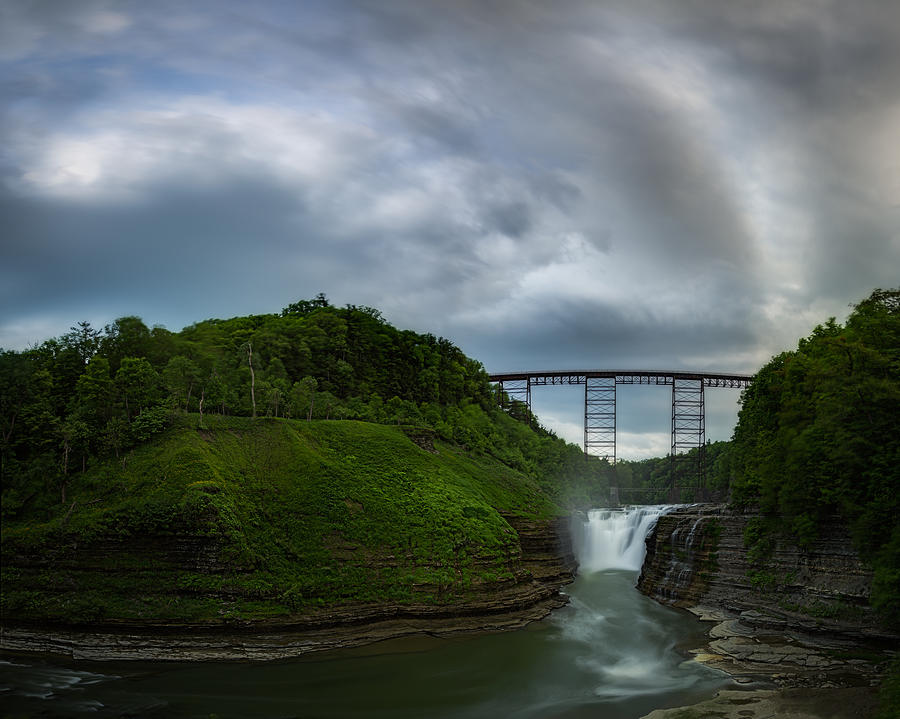 Clouds roll over Letchworth Upper Falls  Photograph by Chris Bordeleau
