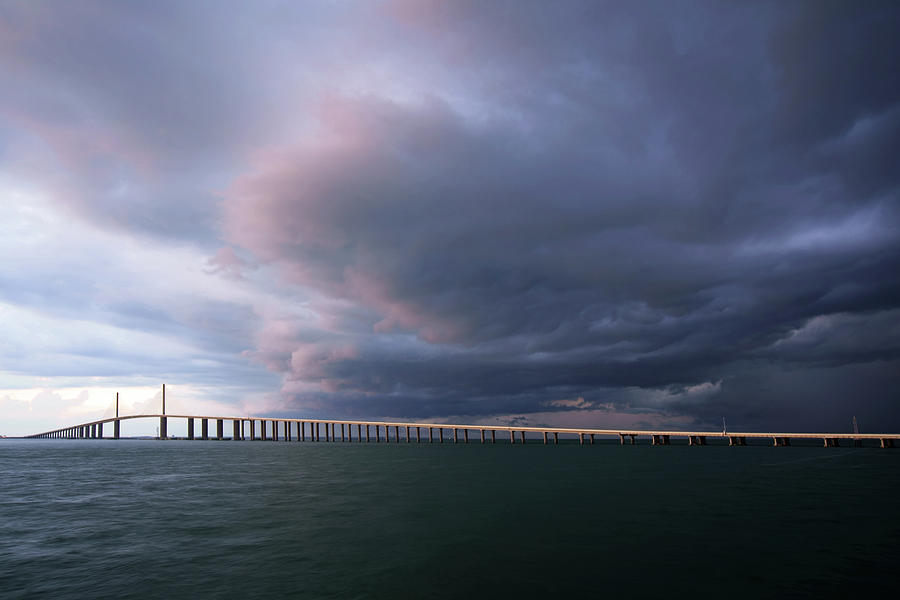 Clouds Roll Over Sunshine Skyway Photograph by Daniel Woodrum