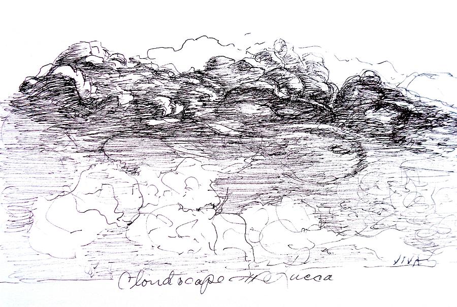 Cloudscape Lucca - b - w Drawing by VIVA Anderson