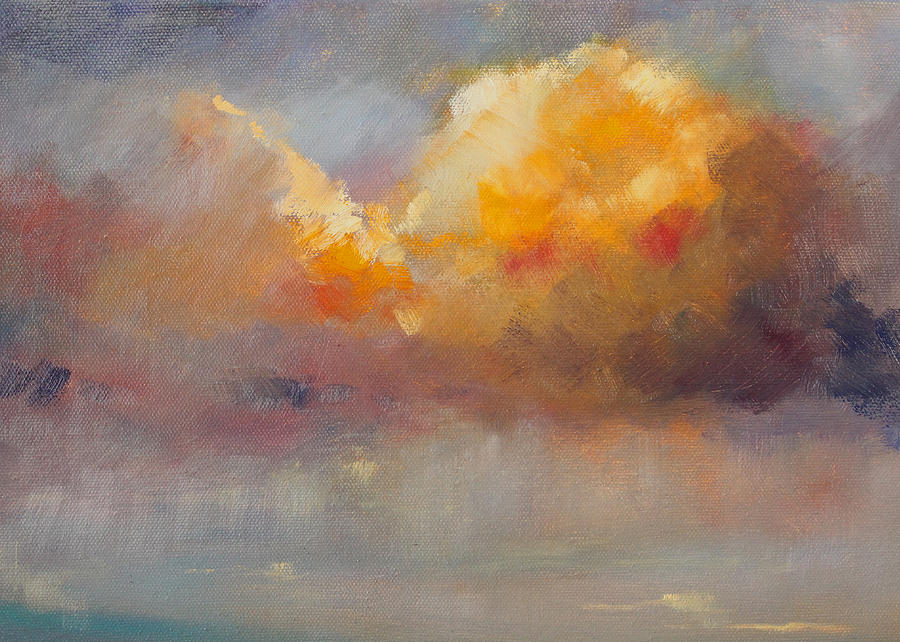 Sunset Painting - Cloudscape by Nancy Merkle