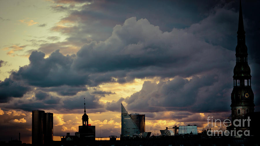 Cloudscape of sunset Riga Artmif.lv Latvia Photograph by Raimond Klavins