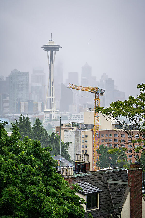 Cloudy And Foggy Day With Seattle Skyline Photograph by Alex Grichenko