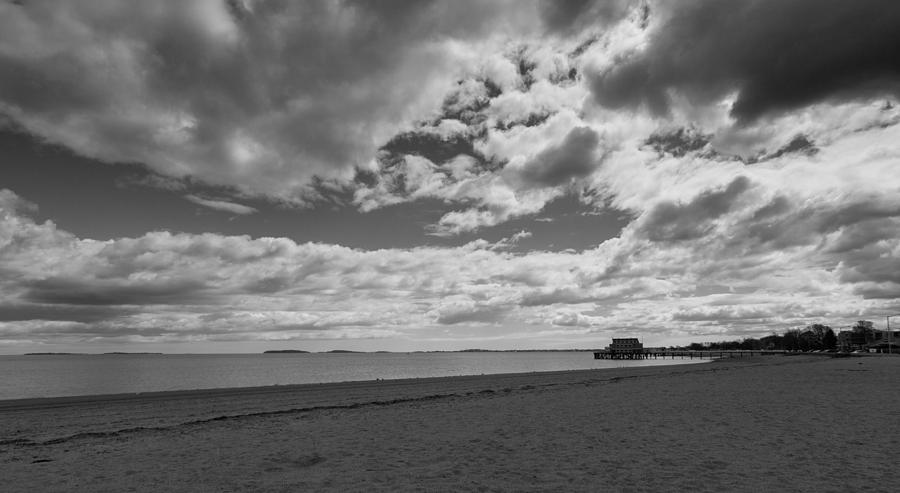 Cloudy Beach Day Black and White Photograph by Brian MacLean