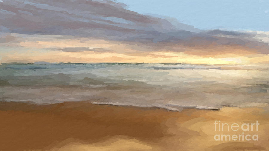 Cloudy Beach Sunset Mixed Media by Anthony Fishburne