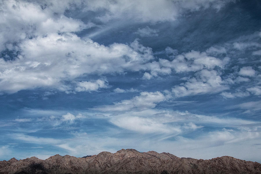 Cloudy Blue Skies over the Palen Mountain Range in California Photograph by Randall Nyhof