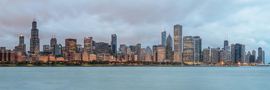 Cloudy Chicago Skyline Photograph