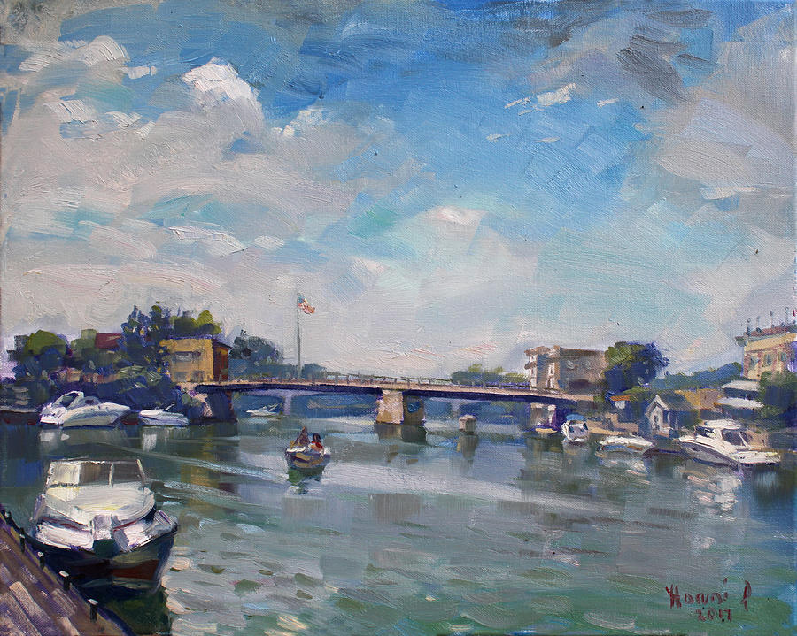 Cloudy Day Painting - Cloudy Day At Tonawanda Gateway Harbor by Ylli Haruni Cloudy Day Painting - Cloudy Day At Tonawanda Gateway Harbor by Ylli Haruni