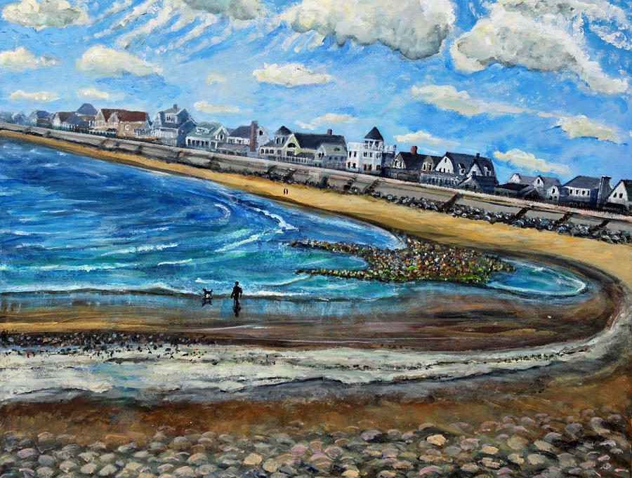Cloudy Day in Green Harbor  Painting by Rita Brown