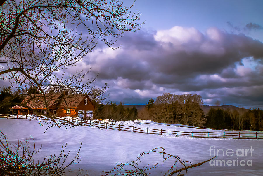Winter Photograph - Cloudy day in Vermont by Claudia M Photography