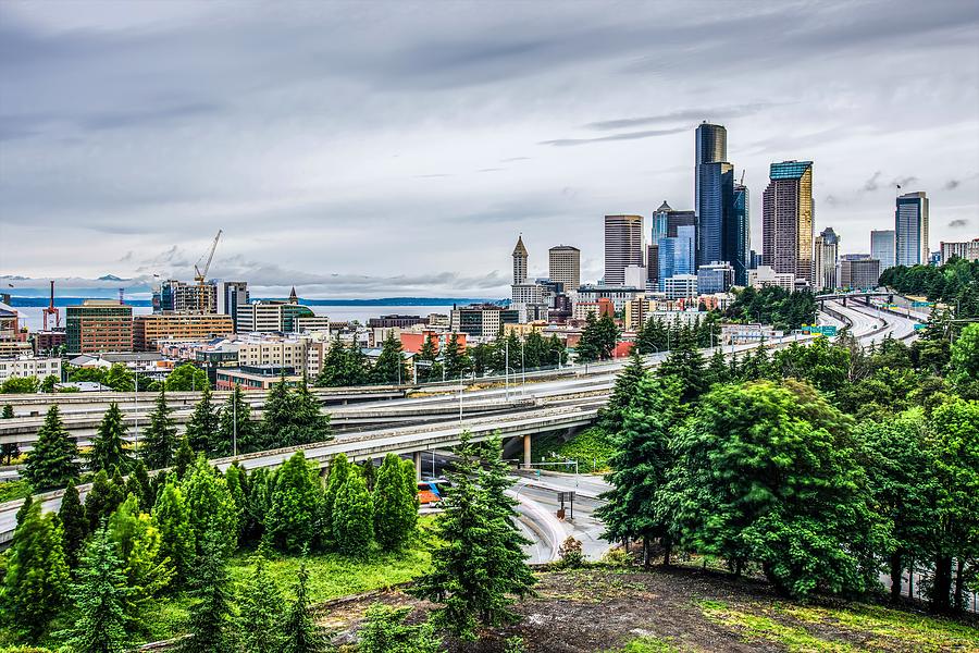 Cloudy Day Over Seattle Washington Photograph by Alex Grichenko