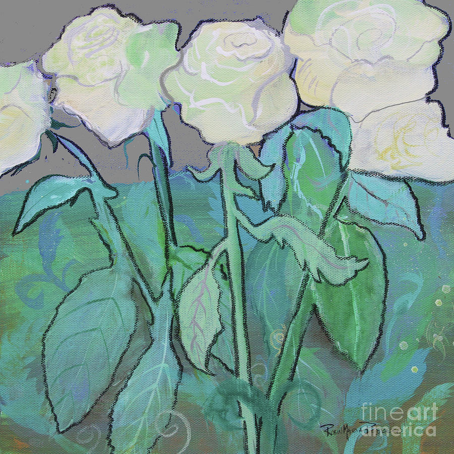 Cloudy Day Roses Painting by Robin Pedrero