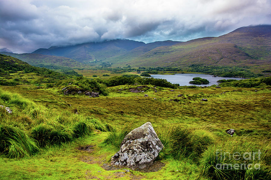 Cloudy Hills and Lake in Ireland Photograph by Andreas Berthold
