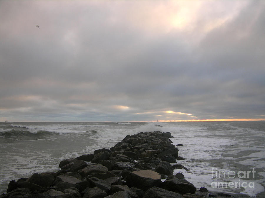 Cloudy jetty sunrise 10-6-15 Photograph by Julianne Felton