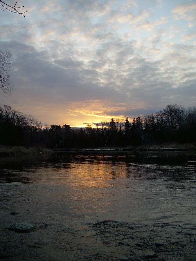 Cloudy Mississippi river Sunrise Photograph by Kent Lorentzen