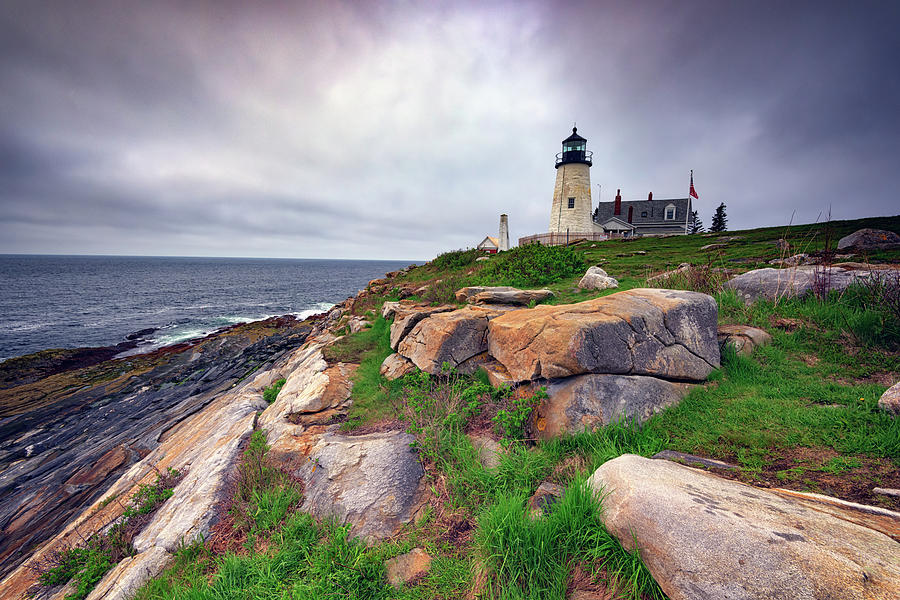 Sunset Photograph - Cloudy Morning at Pemaquid Point by Rick Berk