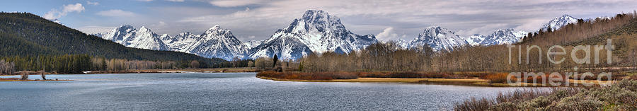 Cloudy Oxbow Bend Panorama Photograph by Adam Jewell