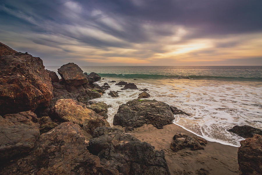 Cloudy Point Dume Sunset Photograph by Andy Konieczny
