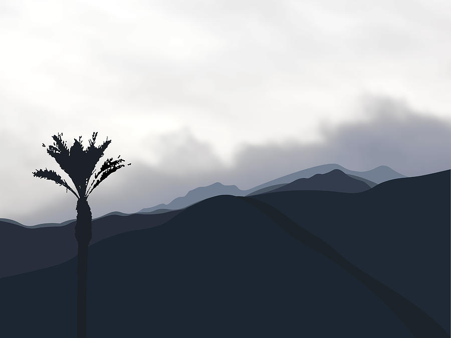 Cloudy San Jacinto Mountain with Palm Digital Art by Stan  Magnan