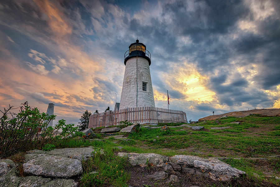 Sunset Photograph - Cloudy Skies at Pemaquid Point by Rick Berk