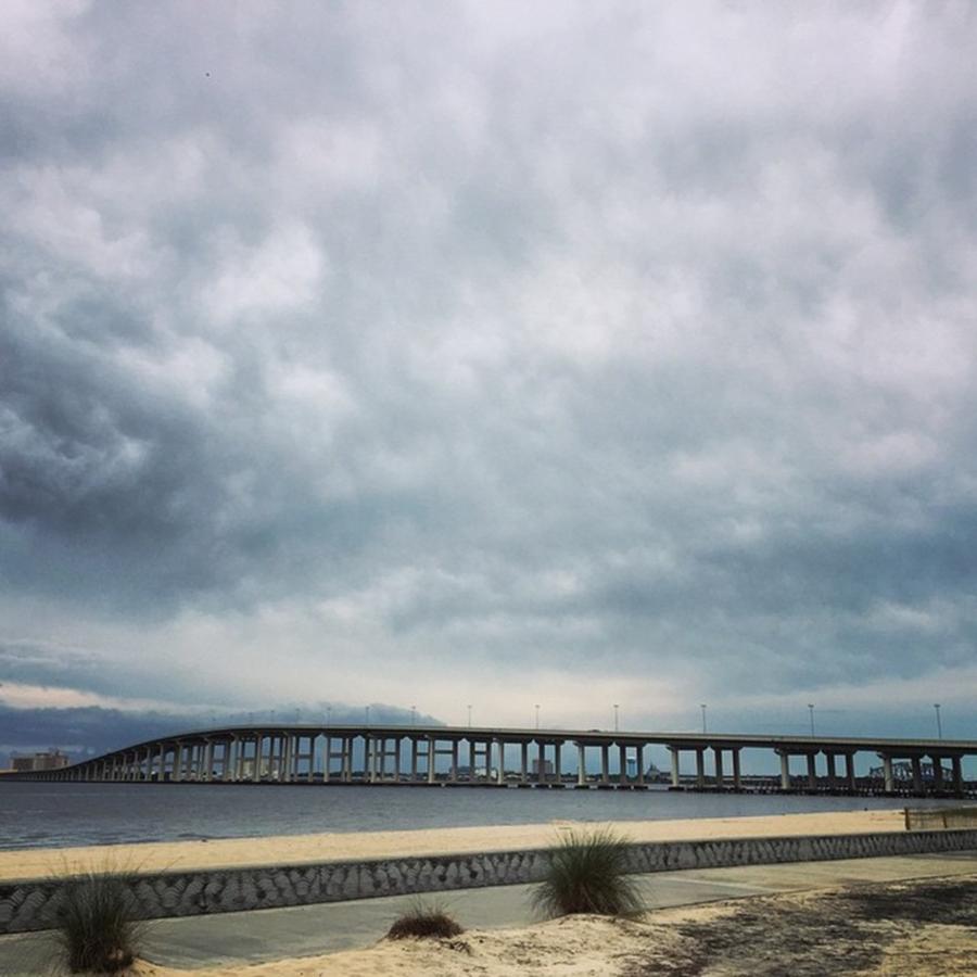 Bridge Photograph - Cloudy Skies #biloxi #bridge by Joan McCool