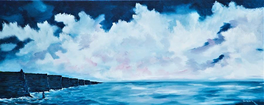Cloudy skies over the Cliffs of Moher Painting by Conor Murphy