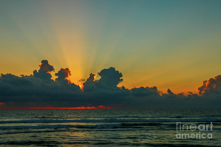 Cloudy Sunburst Sunrise Photograph by Tom Claud