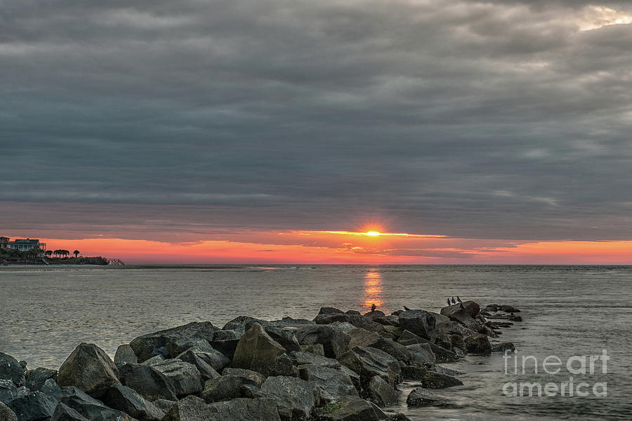 Cloudy Sunrise over Breach Inlet in Charleston South Carolina  Photograph by Dale Powell