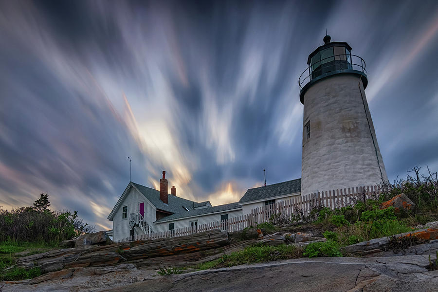 Cloudy Sunset at Pemaquid Point Photograph by Kristen Wilkinson