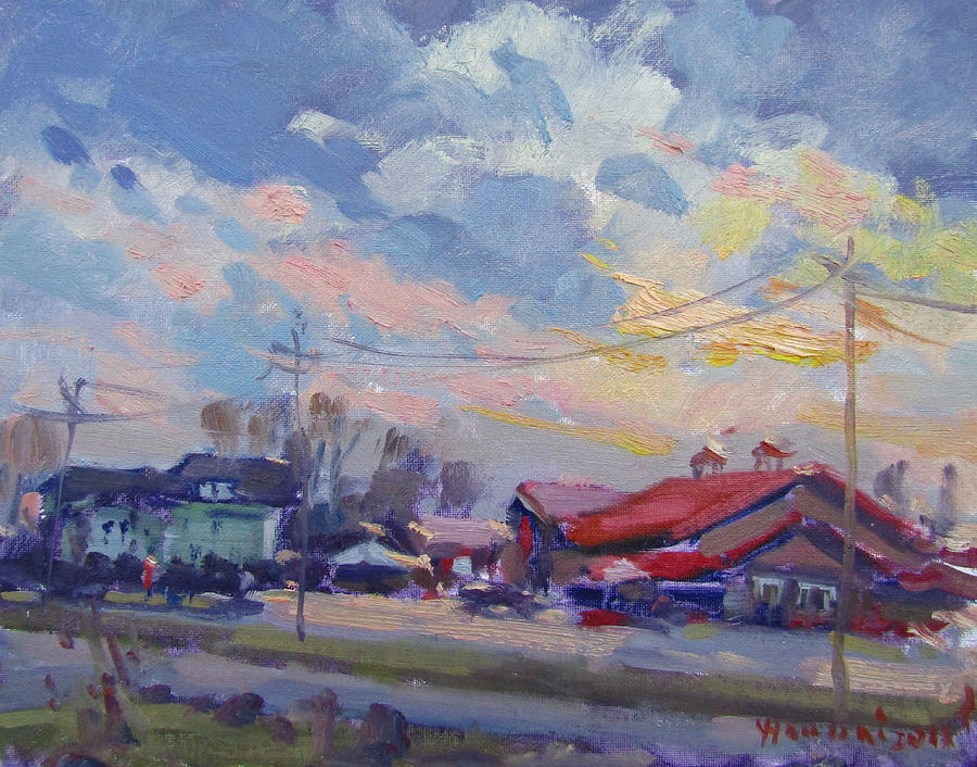 Farms Market Painting - Cloudy Sunset by Ylli Haruni Farms Market Painting - Cloudy Sunset by Ylli Haruni