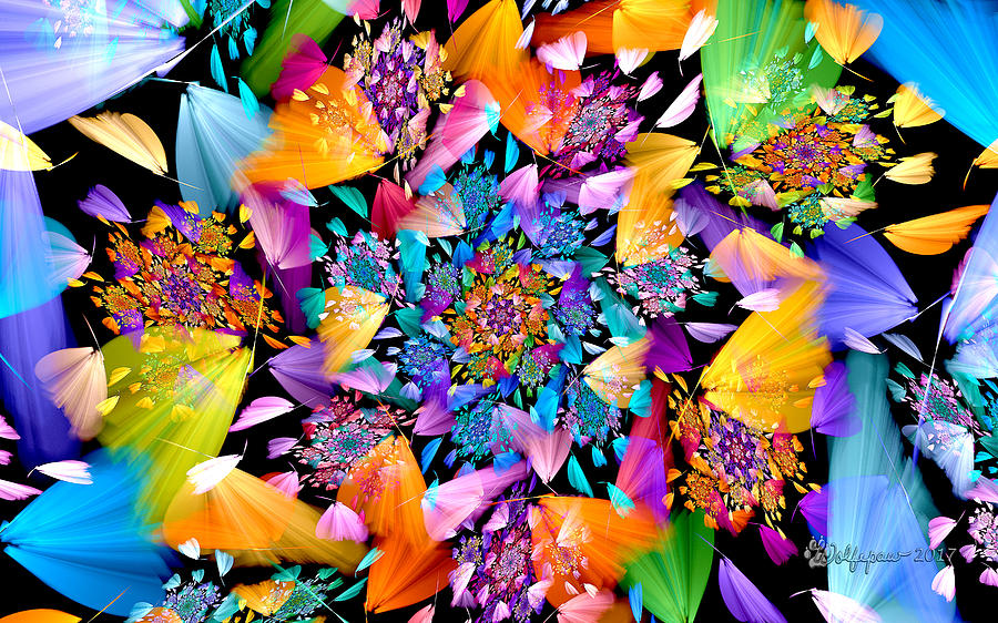 Cloverleaf Butterfly Flower Spiral Digital Art by Peggi Wolfe