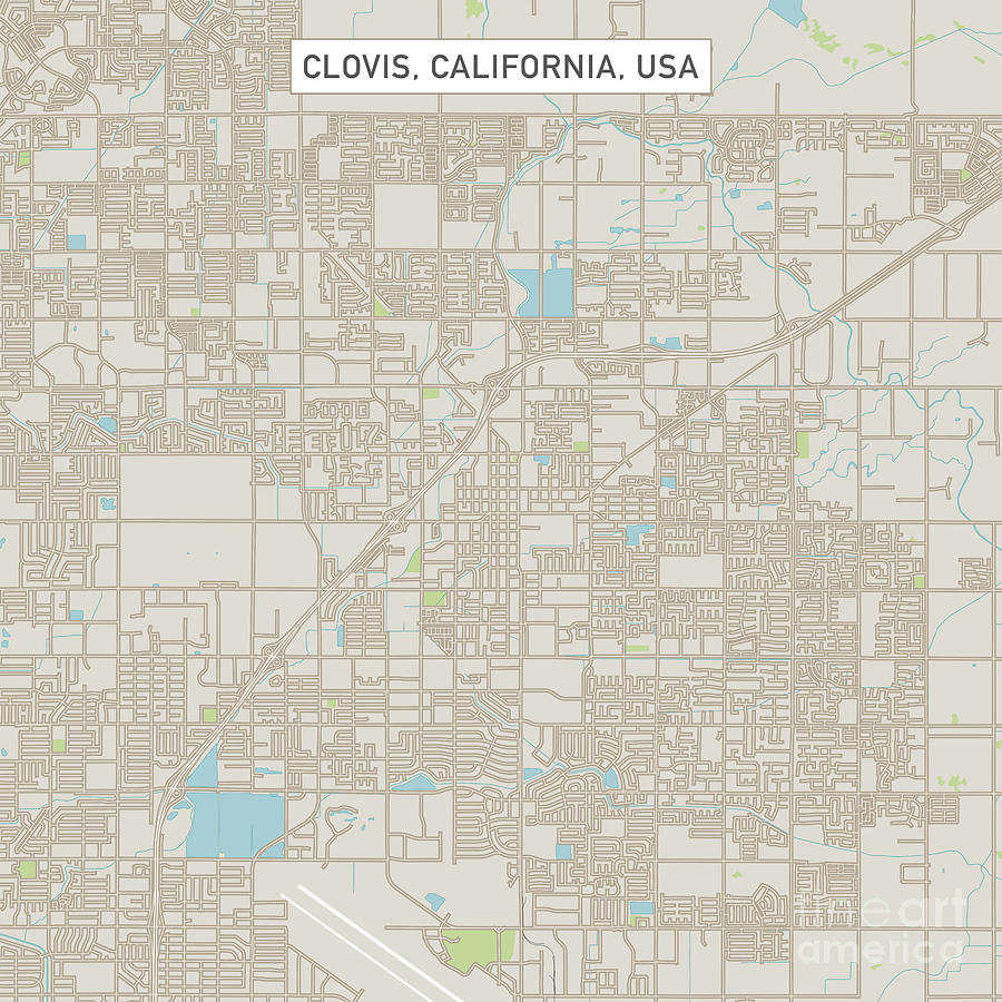 Clovis California Us City Street Map Frank Ramspott 