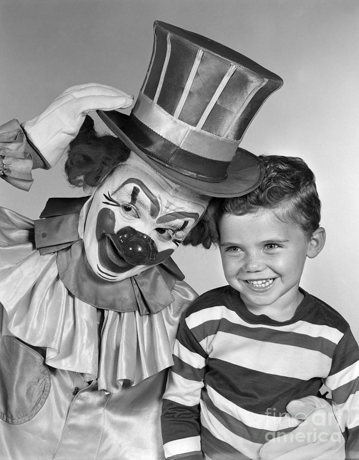 Clown And Boy, C.1950s Photograph by H. Armstrong Roberts/ClassicStock