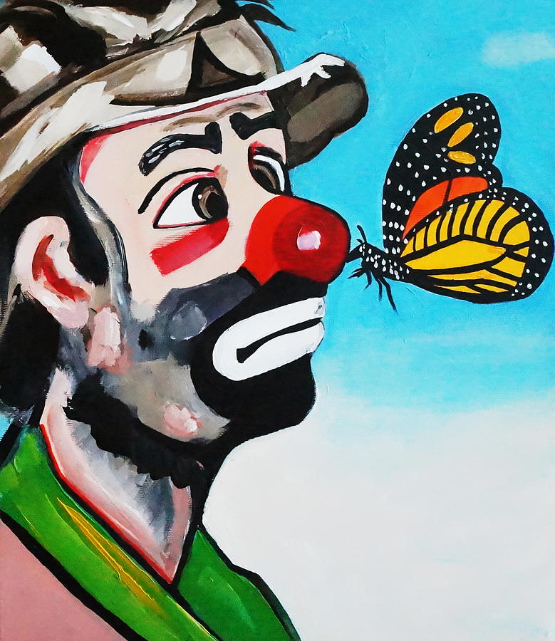 Clown And Butterfly Kiss Painting by Nora Shepley - Fine Art America